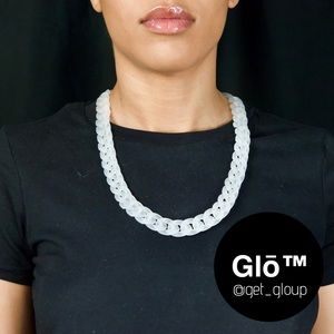 White frosted acrylic Cuban link necklace